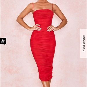 COPY - SIRENE RED GATHERED ORGANZA MESH DRESS